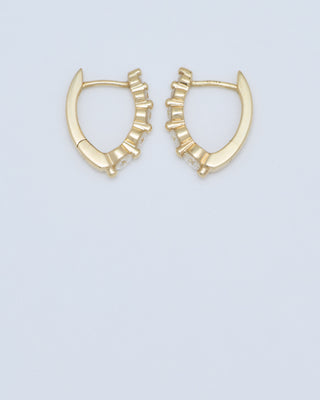 small oval graduated diamond huggie hoops - gold/diamonds