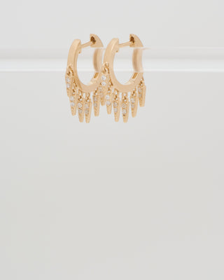 small pave fringe huggie hoops