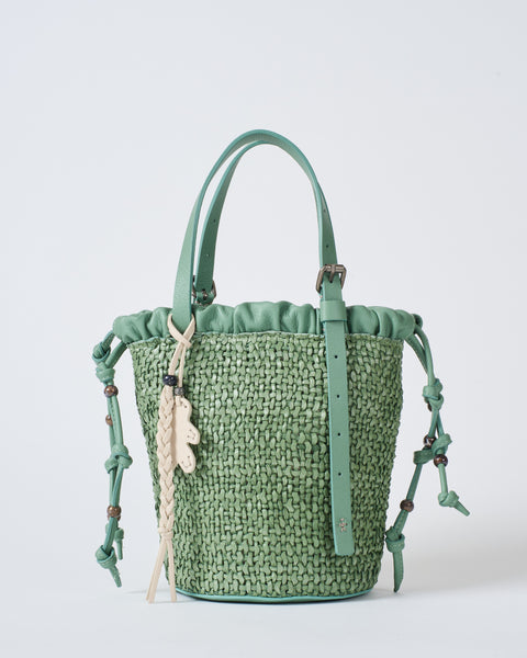 Henry Beguelin Small Woven Bucket Bag Intreccio_Madreperla/Agave
