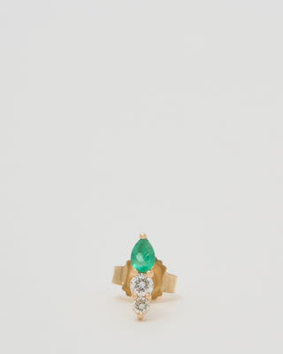 sparkling sea emerald and diamond bar stud
