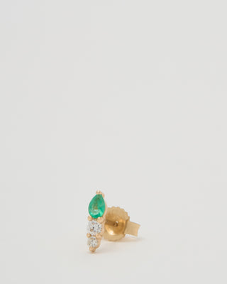 sparkling sea emerald and diamond bar stud
