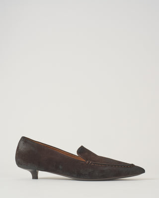 reversed leather kitten heel