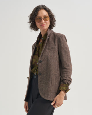 stand up collar blazer patterned moleskin