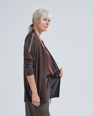 star dust effect long cardigan with silk on back