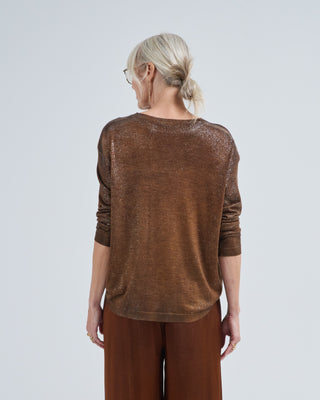 star dust effect round neck pullover with silk in front