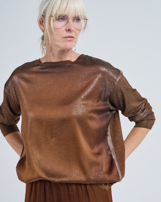 star dust effect round neck pullover with silk in front