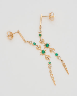 star emerald crescent and diamond earrings