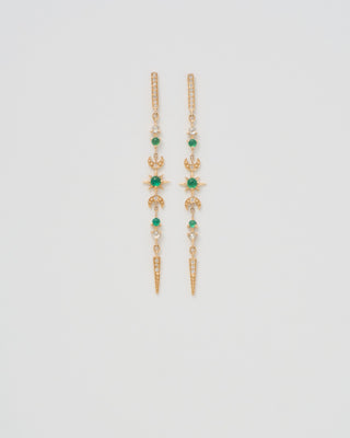 star emerald crescent and diamond earrings