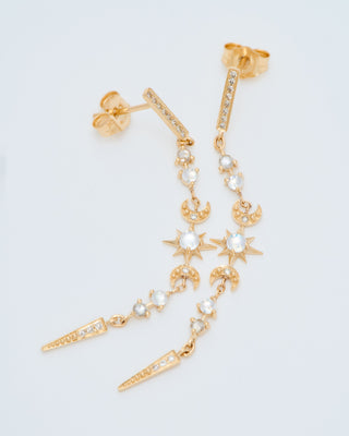 star moonstone crescent and diamond earrings