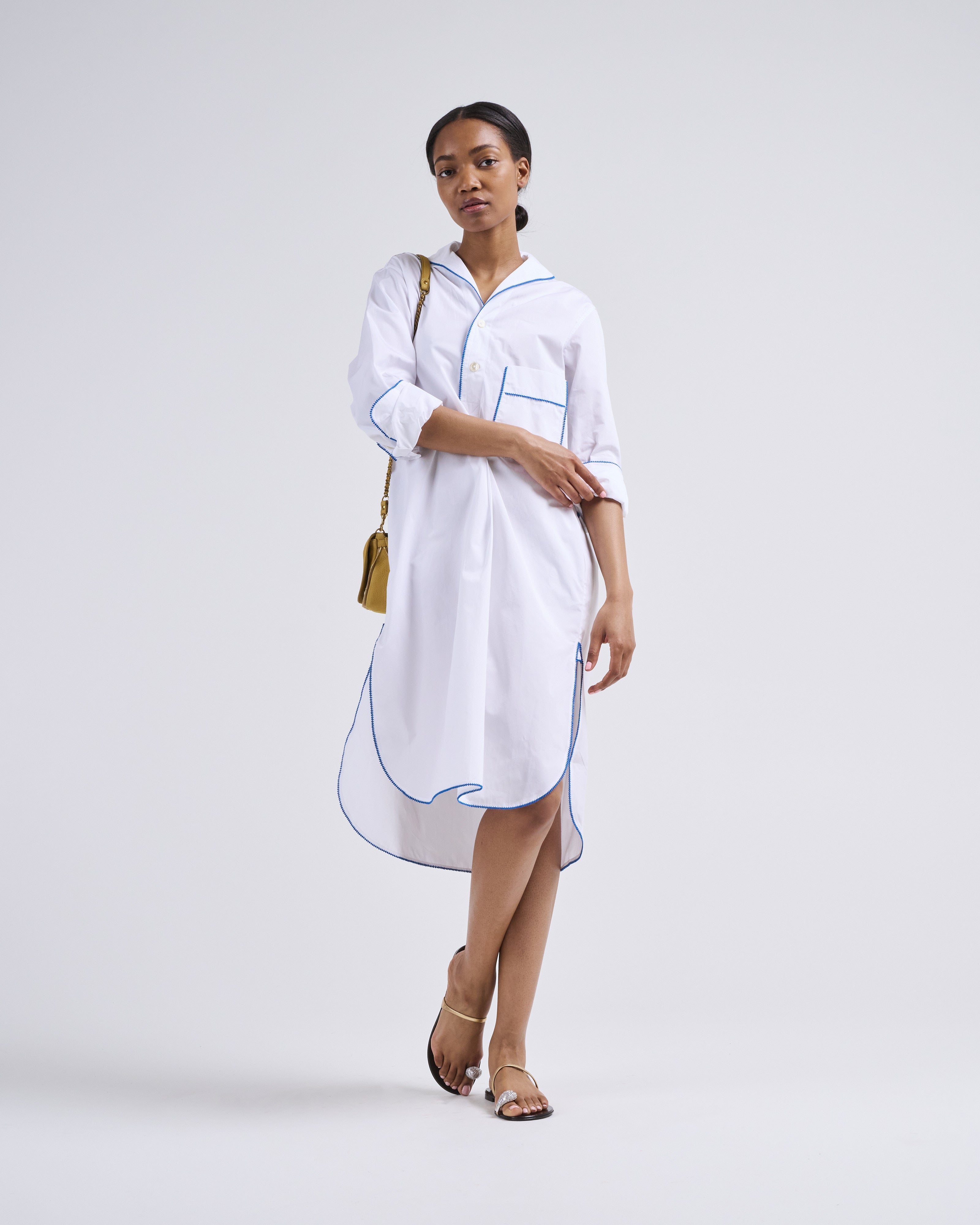 Sebline Stitch Embroidered Pyjama Dress White Sebline Stitch Embroidered Pyjama Dress White