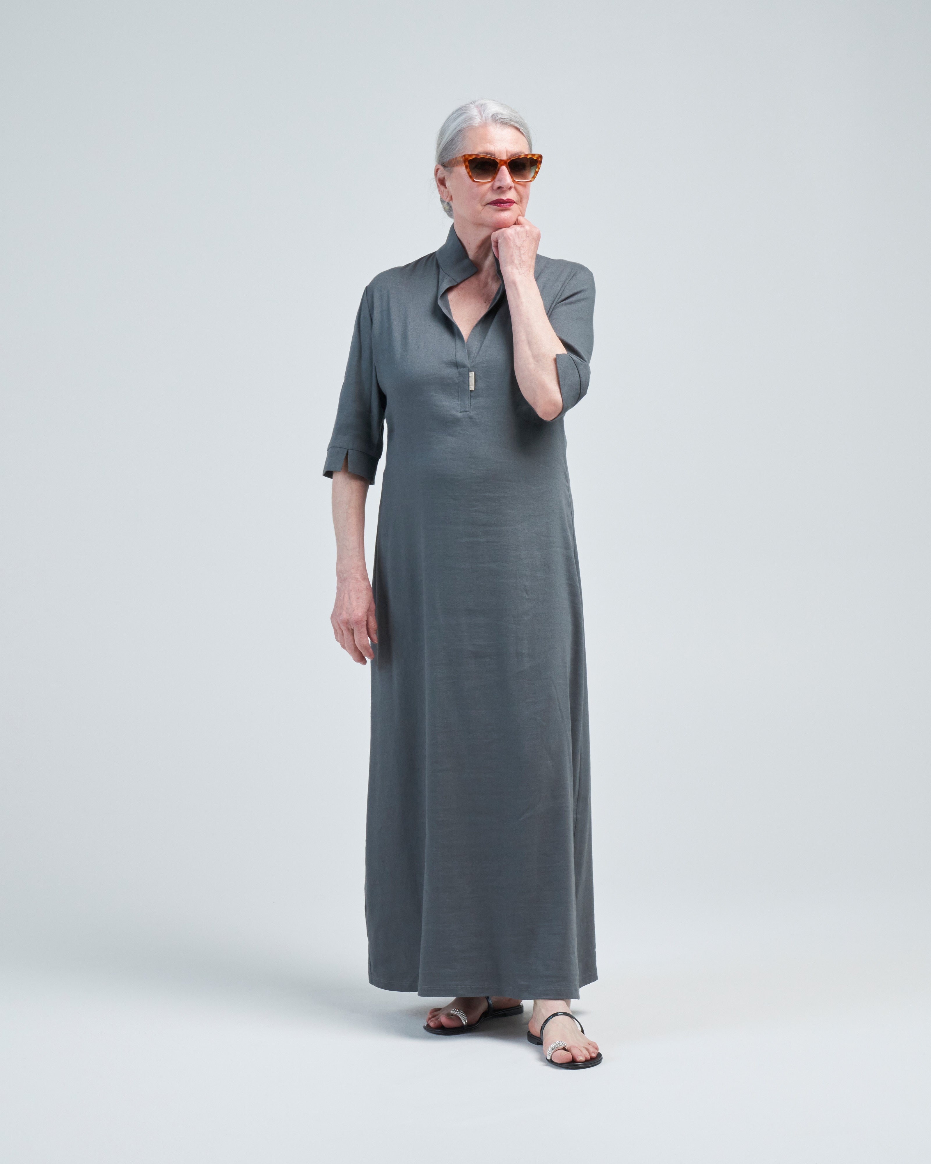 Peter Cohen Stretch Linen Casa Dress Grey Peter Cohen Stretch Linen Casa Dress Grey