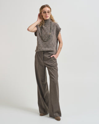 stretch wool blend micro pattern flannel pant