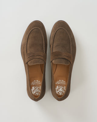 suede penny loafer