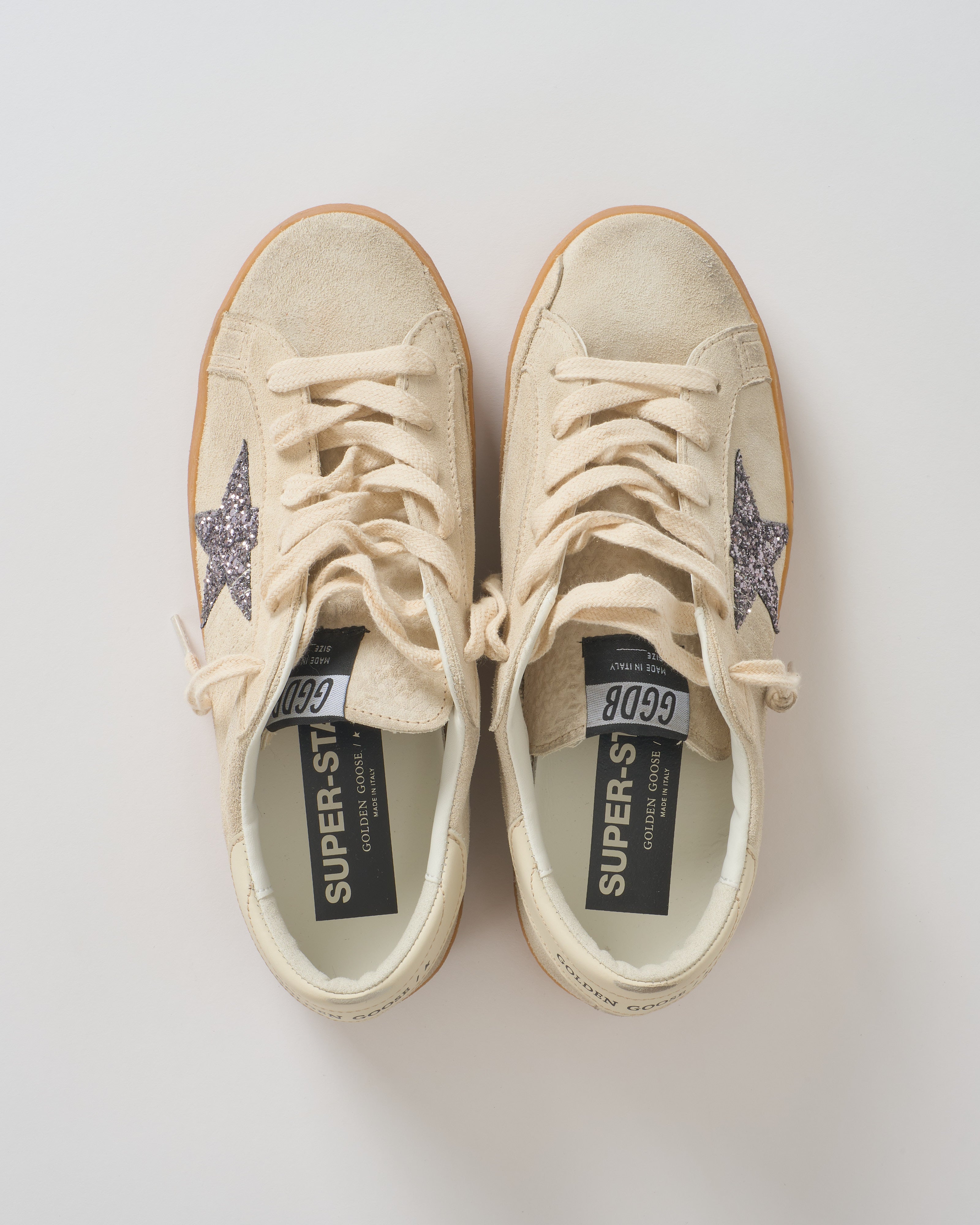 Golden Goose Super Star Suede Upper And Toe Glitter Star Leather