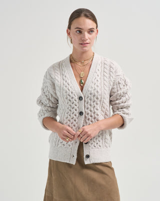 tear drop aran cardigan
