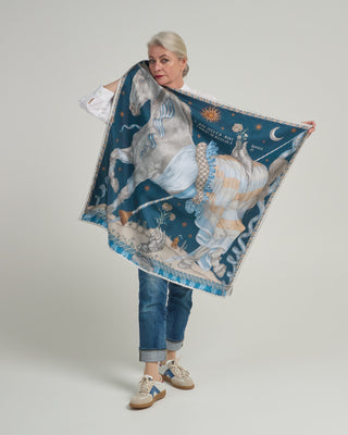 the celestial steed silk twill square scarf