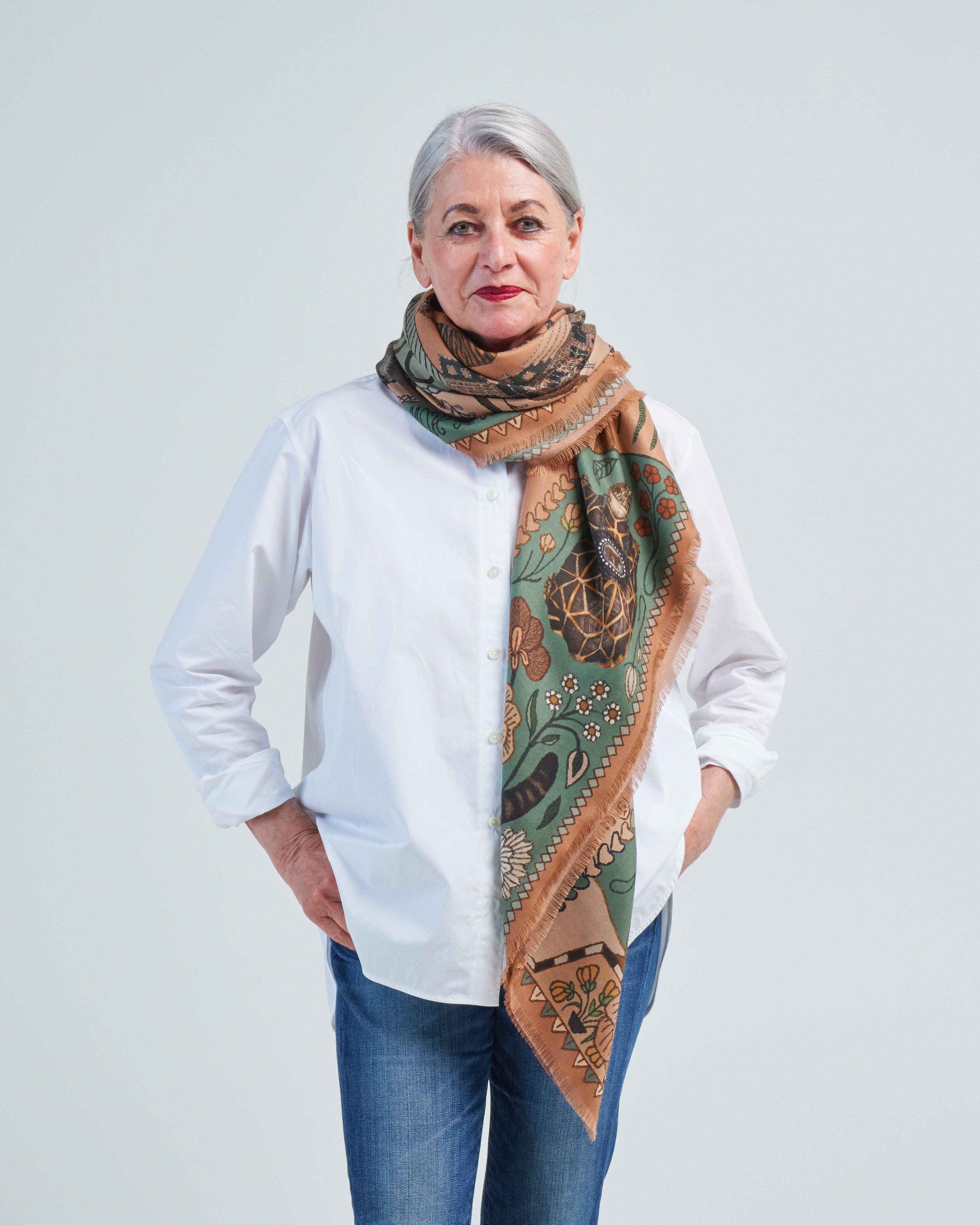 Sabina Savage The Jaguar'S Paradise Wool/Silk Square Scarf -135Cm