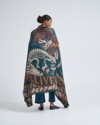 the scrimshaw skeleton silk twill large rectangular scarf