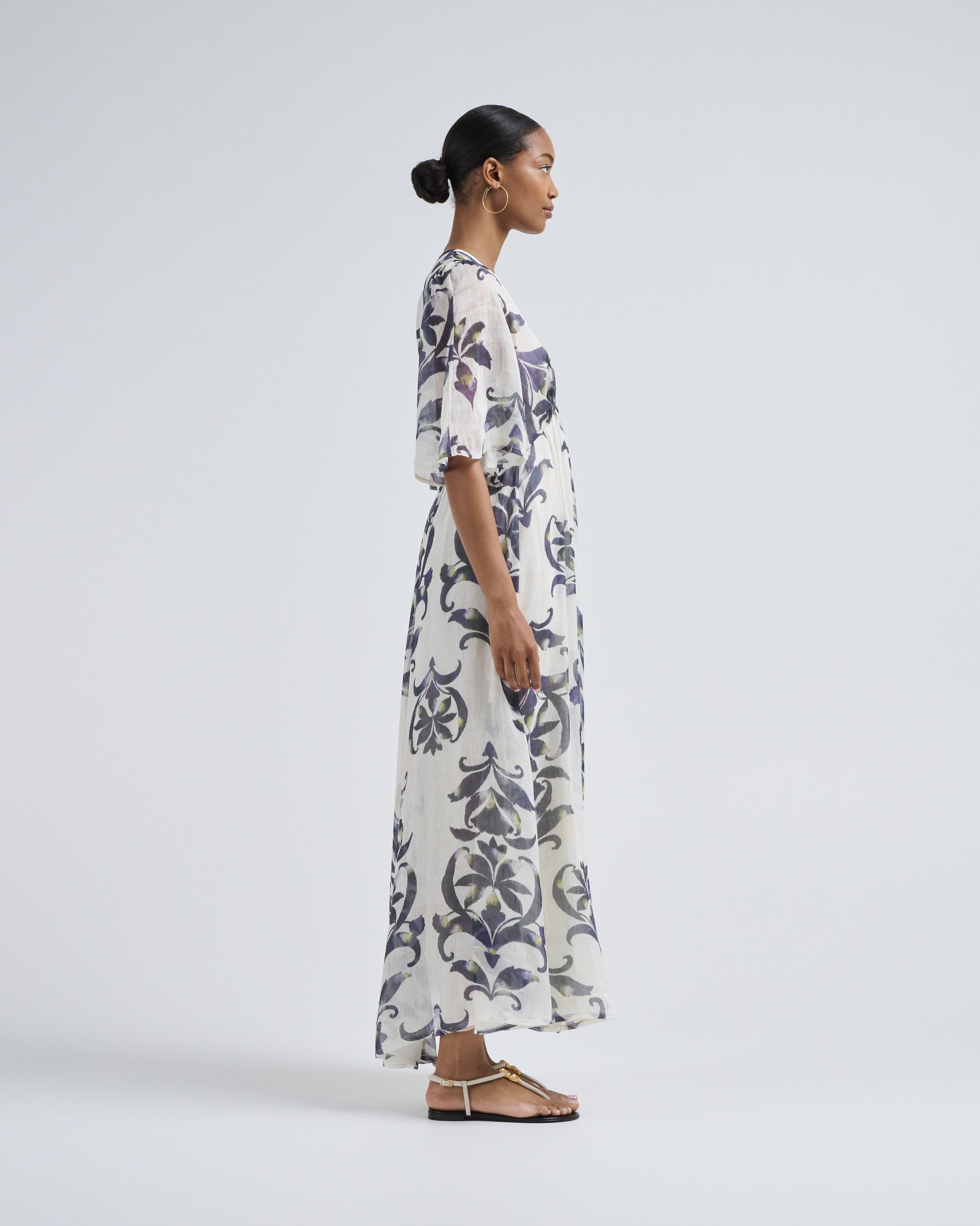 Forte Forte The Secret Lily Print Linen Silk Gauze Dress Orchidea