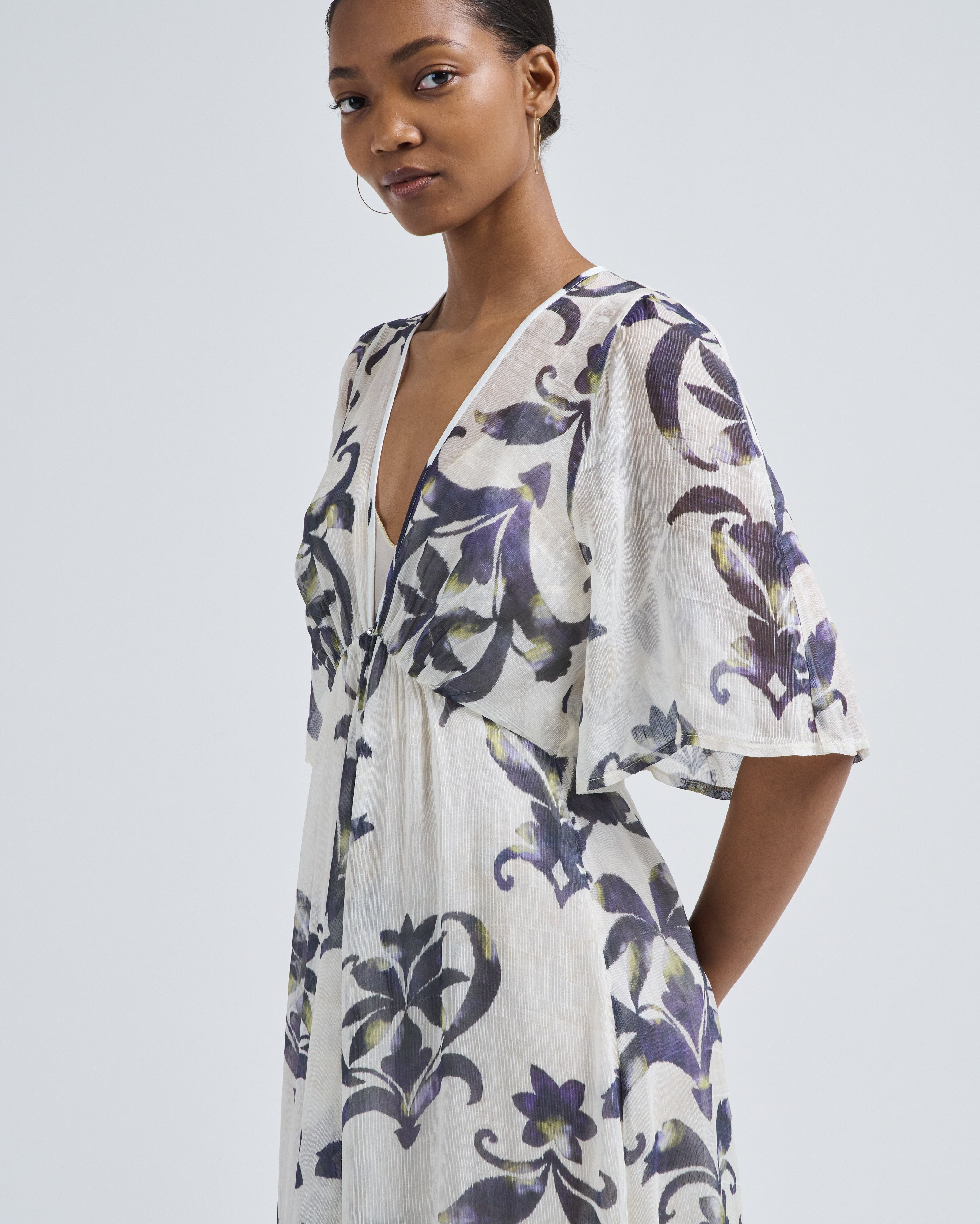 Forte Forte The Secret Lily Print Linen Silk Gauze Dress Orchidea Forte Forte The Secret Lily Print Linen Silk Gauze Dress Orchidea