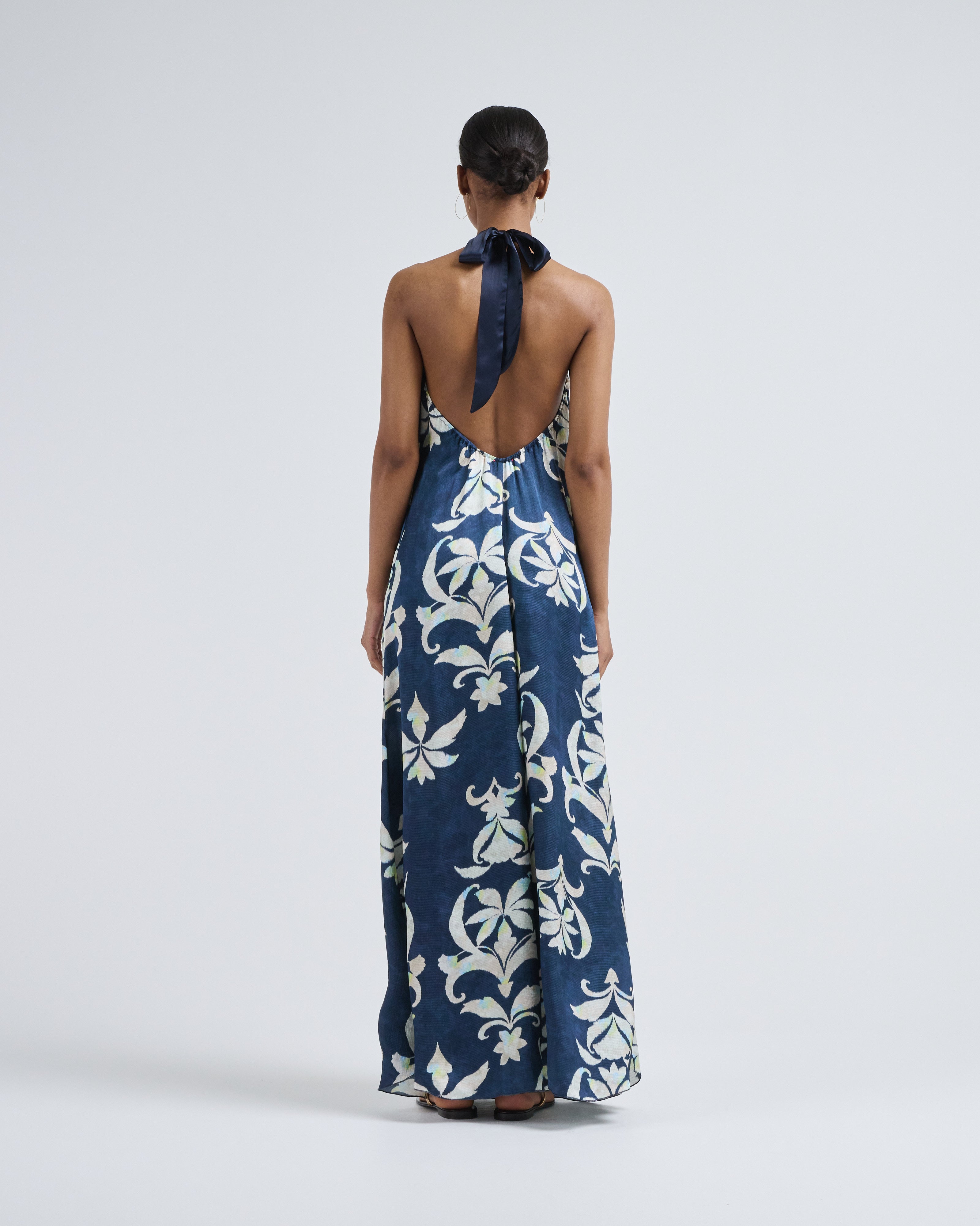 forte forte blue dress The Secret Lily Print Viscose Back Neckline Oltremare Lululemon All Aligned A-line WHAT'S NEW shaped neckline and a Color:custom color from color charts