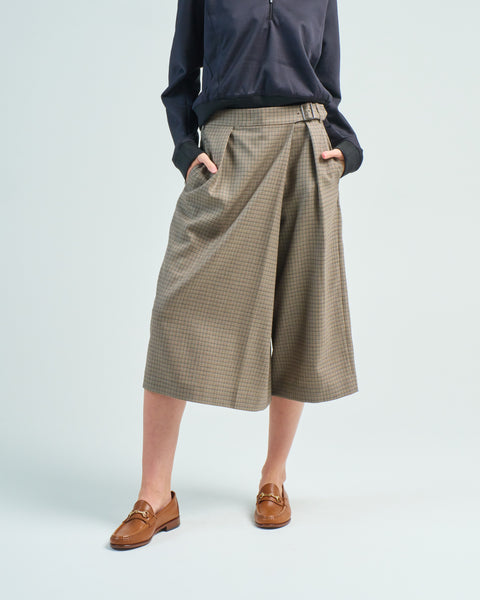 パンツ M sheller check jacquard wrap culottes Tibi Thomas Menswear Check Wrap Culotte Tan Multi