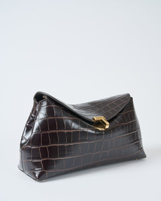 t-lock croco-embossed clutch