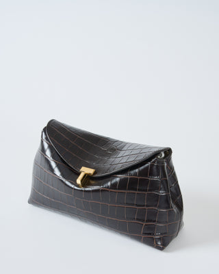t-lock croco-embossed clutch