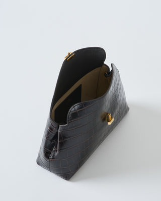t-lock croco-embossed clutch