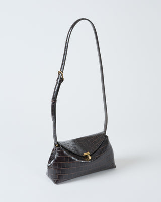 t-lock croco-embossed clutch