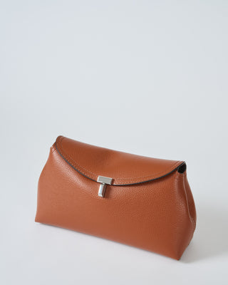 t-lock grained leather clutch
