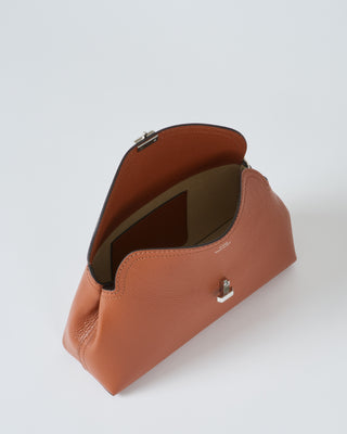 t-lock grained leather clutch