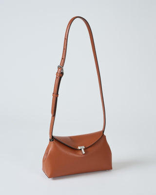 t-lock grained leather clutch