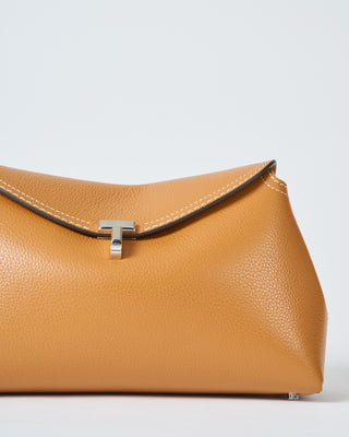 t-lock grained-leather clutch