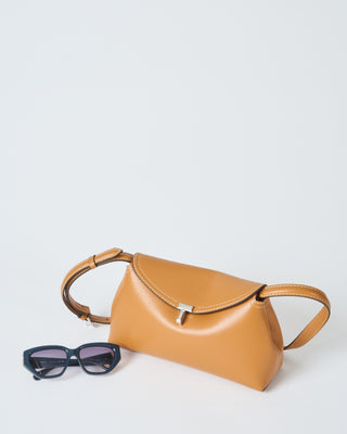 t-lock grained-leather clutch