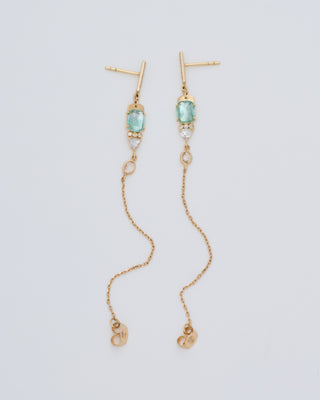 tourmaline and diamond drop chain earrings