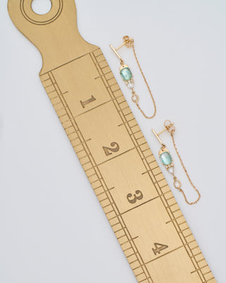 tourmaline and diamond drop chain earrings