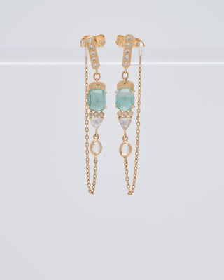 tourmaline and diamond drop chain earrings