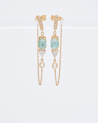 tourmaline and diamond drop chain earrings