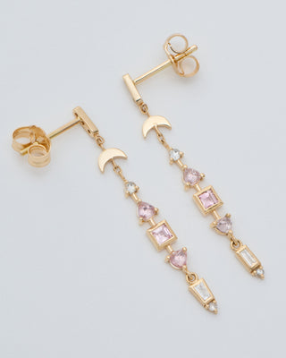 tourmaline moon crescent long earrings