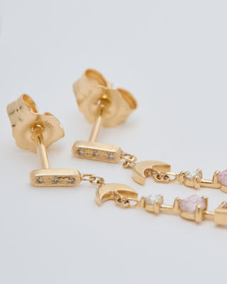 tourmaline moon crescent long earrings