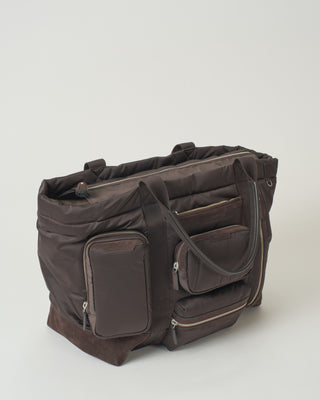 travel tote in recycled padded satin