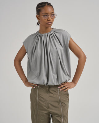 tshirt program shirred neck circular top