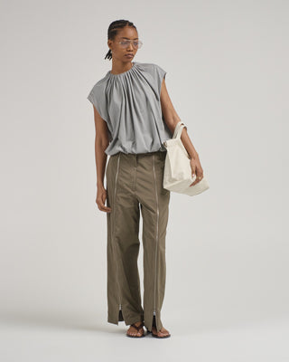 tshirt program shirred neck circular top