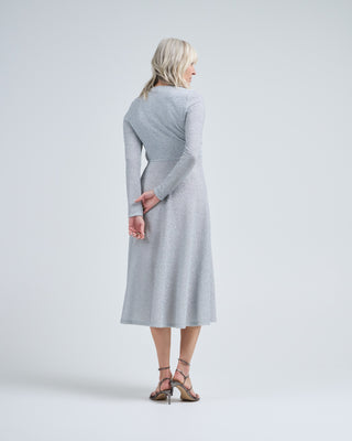 twist front long sleeve sparkle dress