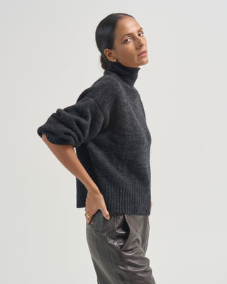 two tone mock neck sweater
