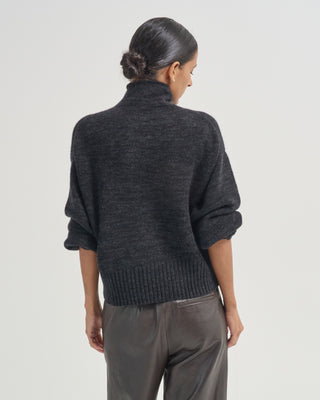 two tone mock neck sweater