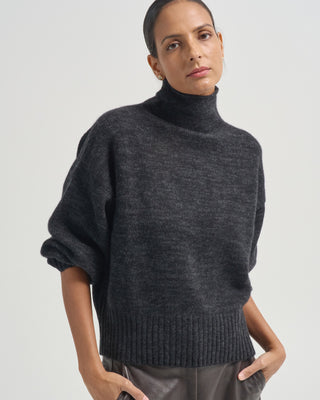 two tone mock neck sweater