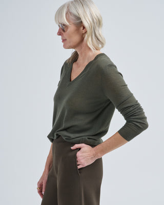 v neck long sleeve cashair sweater