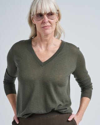 v neck long sleeve cashair sweater